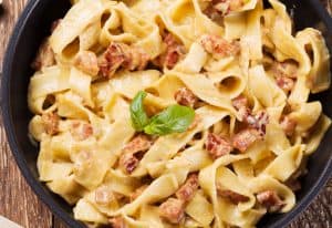 pâtes carbonara aux gésiers volaille confits occitanie idée recette artisanale grand mère