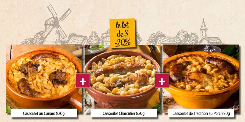 assortiment de 3 cassoulets ancestraux
